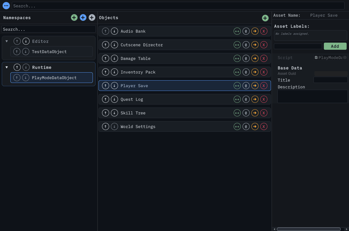The creation controls open beside the plus button in the object list header