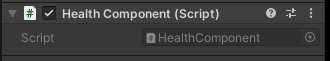 Same HealthComponent Inspector with the HelpBox cleared after the fix