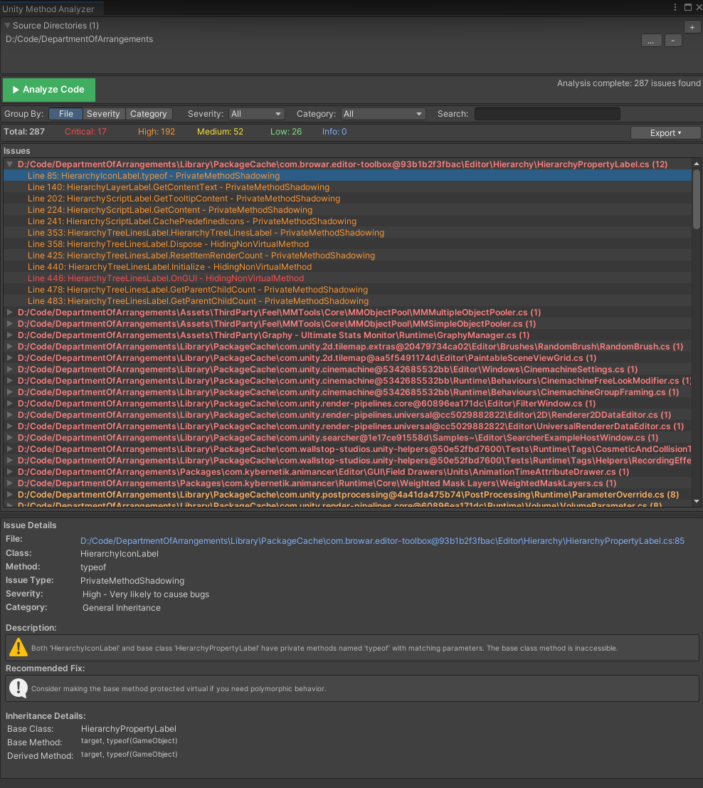 Issue detail panel with full information