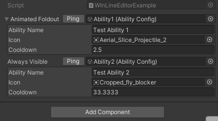 WInLineEditor showing embedded ScriptableObject inspector and expansion