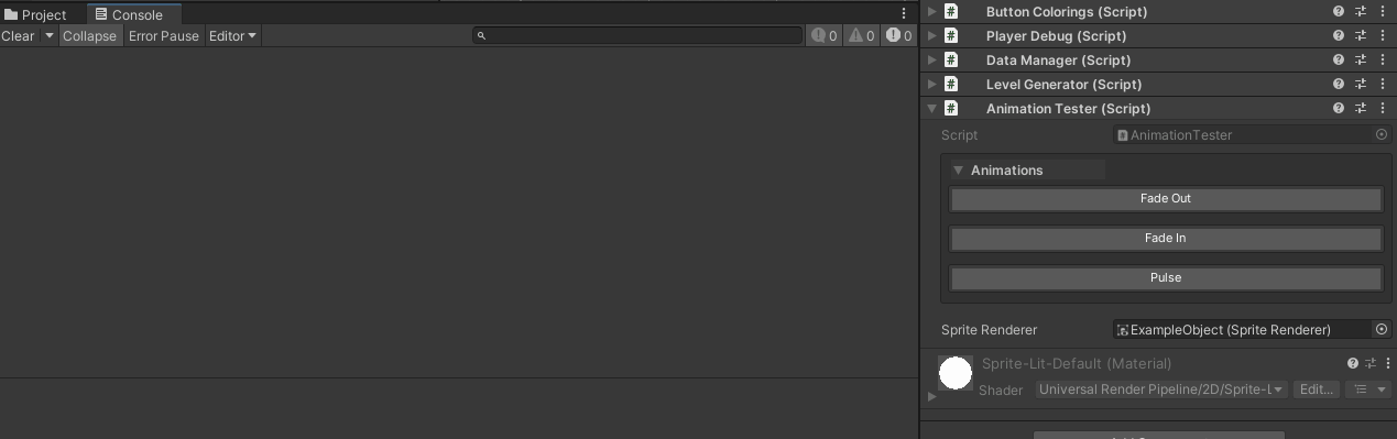 Animation buttons triggering visual effects