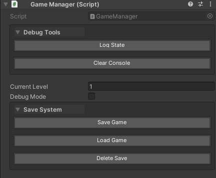 Inspector showing grouped buttons with headers
