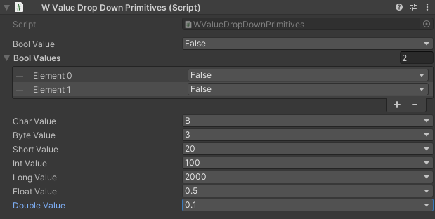 WValueDropDown primitive types