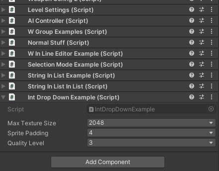 IntDropDown showing texture size options
