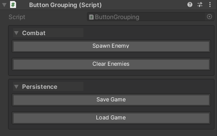 Two button groups with headers "Combat" and "Persistence"