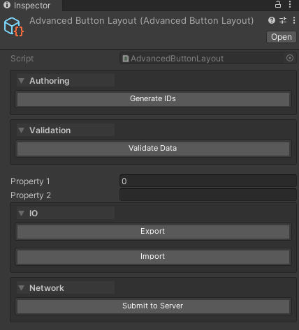 Advanced layout: Authoring then Validation at top, IO then Network at bottom