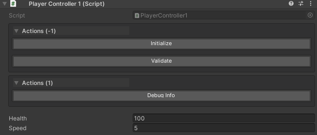 Inspector showing buttons sorted by draw order