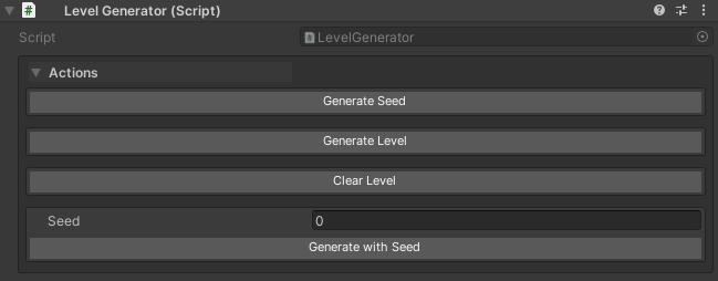 Level Generator script showing that WButton supports parameters