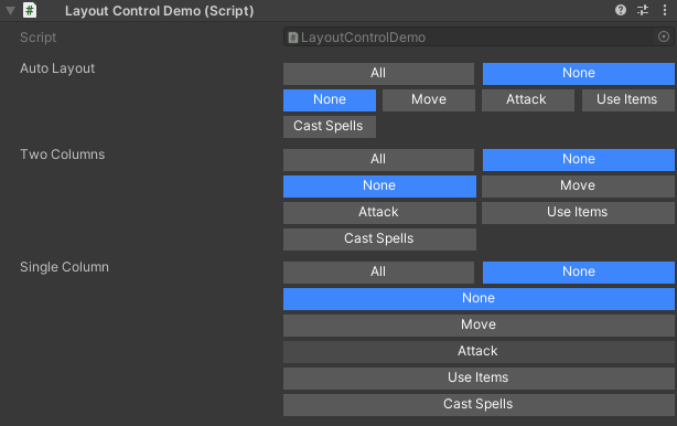 Toggle button layouts