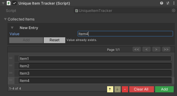SerializableHashSet property drawer with duplicate detection